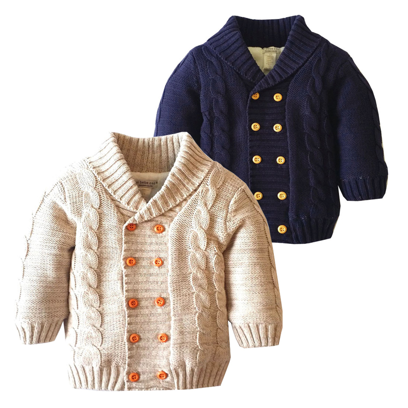 

Online Shopping Kids Winter Coats Long Sleeve Fleece Lining Warm Baby Clothes Casual Cotton Baby Knit Cardigan Sweater 18051803, Navy blue