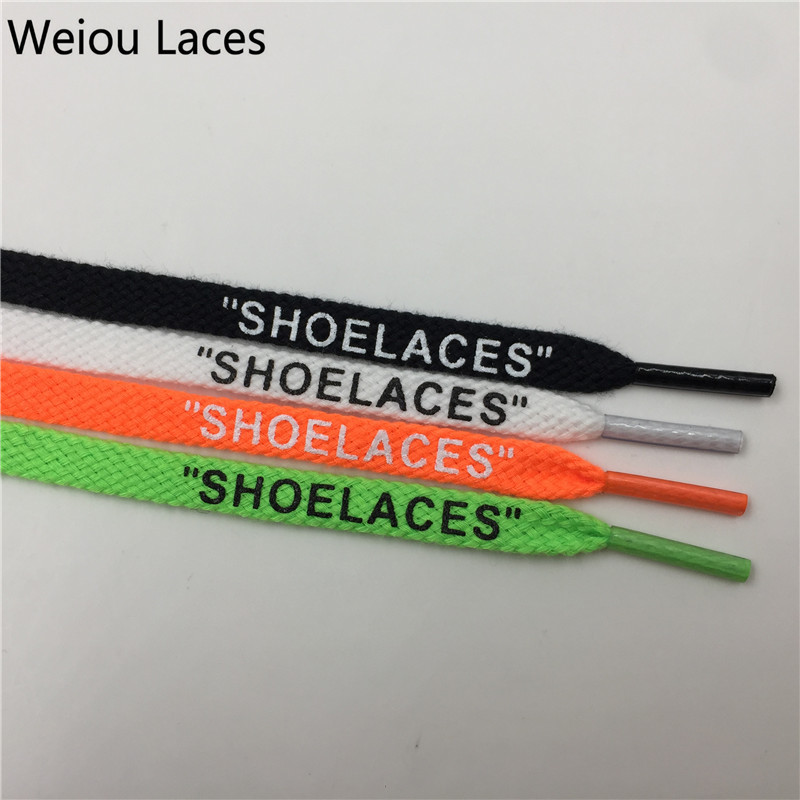 

Weiou New Fashion Double Side Printing Single Head Flat Cotton Polyester 'SHOELACES" White Black Green Orange Colored Shoelace