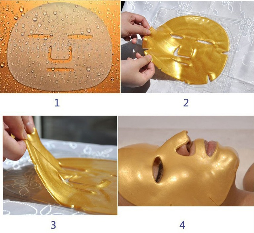 

Gold Bio Collagen Facial Mask Crystal Gold Powder Collagen Facial Mask Moisturizing Anti-aging gold Face Mask Skin Care tools