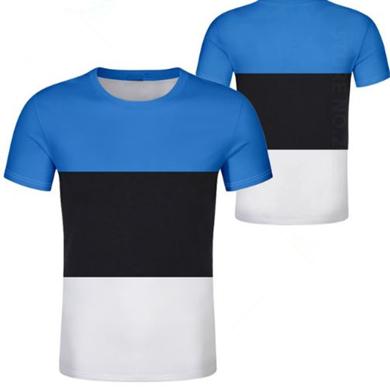 

Estonia Unisex youth student custom made name number t shirt National flag personality wild couples casual t shirt clothes, 1007
