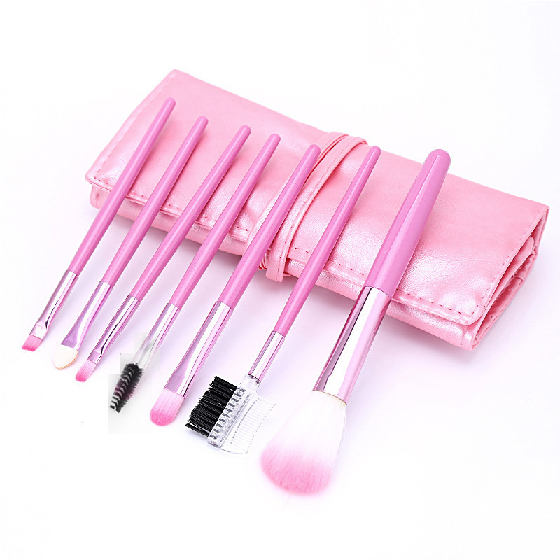 

2018 Fashion Portable Makeup Brushes set 7Pcs Makeup Brushes Tools set with PU Bag 6 Colors BR007