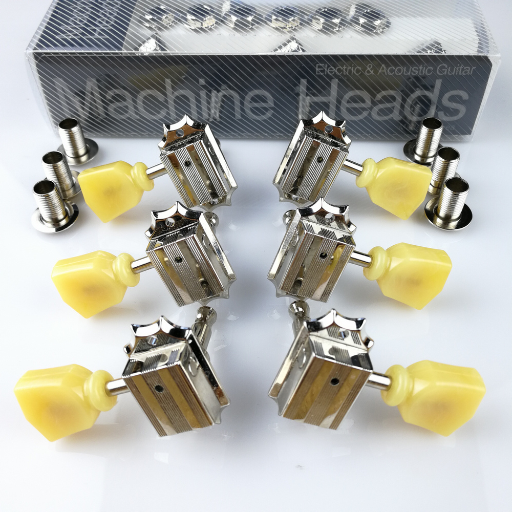 

1Set 3R-3L Vintage Deluxe Guitar Machine Heads Tuners 10 Nickel Tuning Pegs