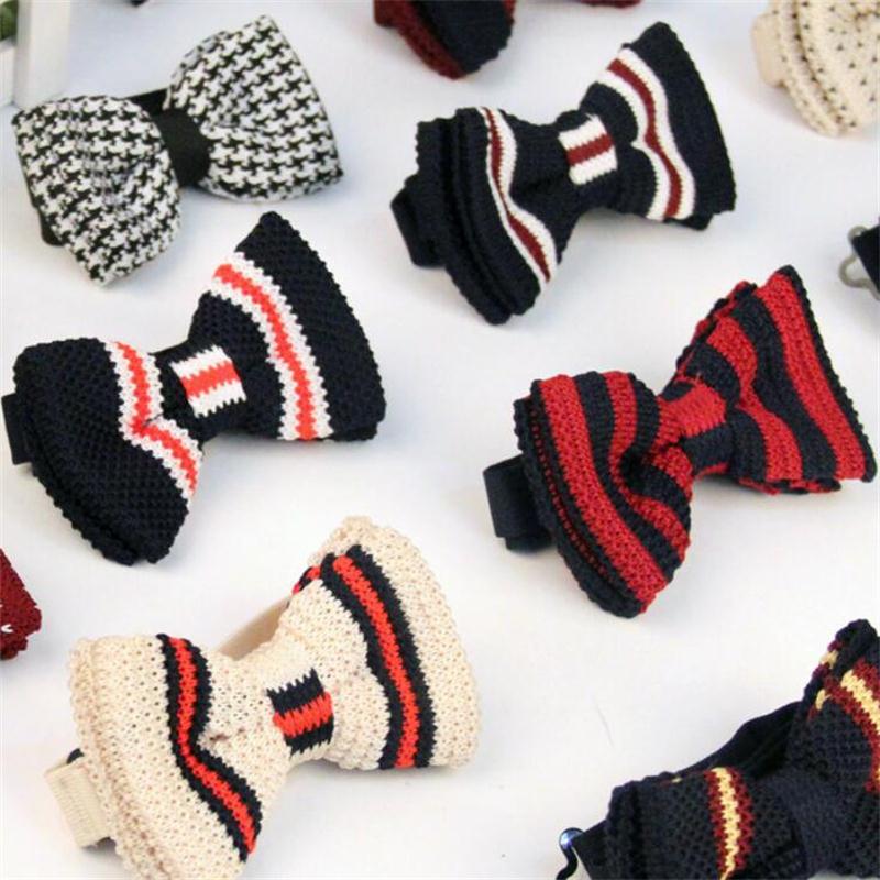 

knitting bow tie men clothing accessories butterfly brand new adult strips bow tie wedding party dot stripes 2pcs/lot