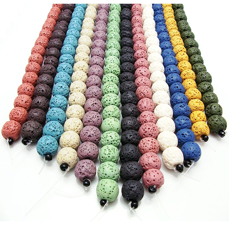 

13color Lava Rock Loose Hole Beads 6 8 10 12 14 MM Essential Oil Diffuser Natural stone For bracelet & Necklace DIY Jewelry Making