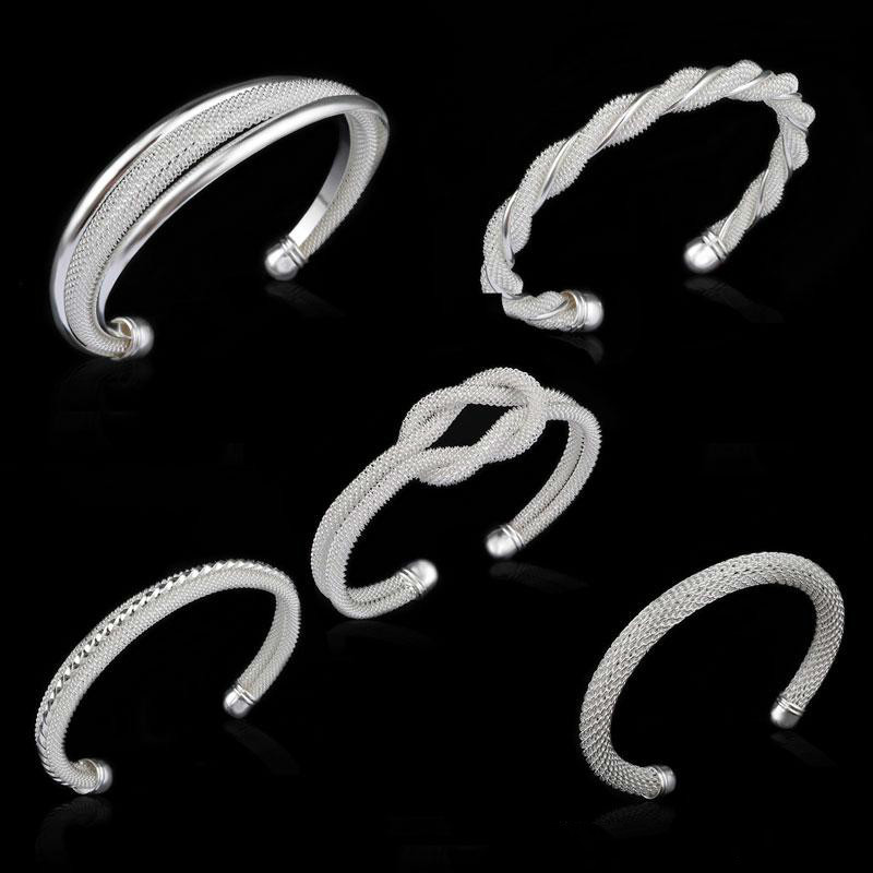 Mode 925 Gros Bracelet En Argent Sterling Tordu Fil Maille Bracelets 925 Argent Charme Femmes Bracelets Bijoux Prix Pas Cher
