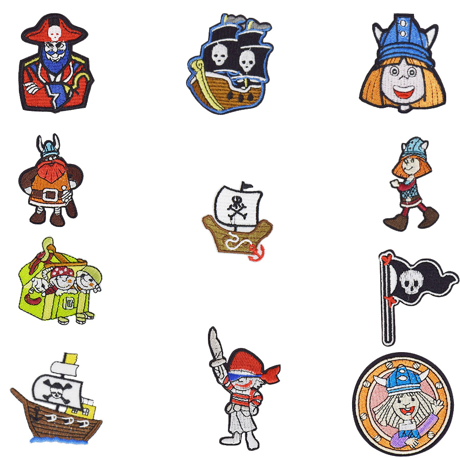 

10PCS Pirate Style Serie Applique Embroidery Patches for Pirate Skull Sailing Flag Ship Badge Patch for T-shirt Attire Sew Decoration Patch