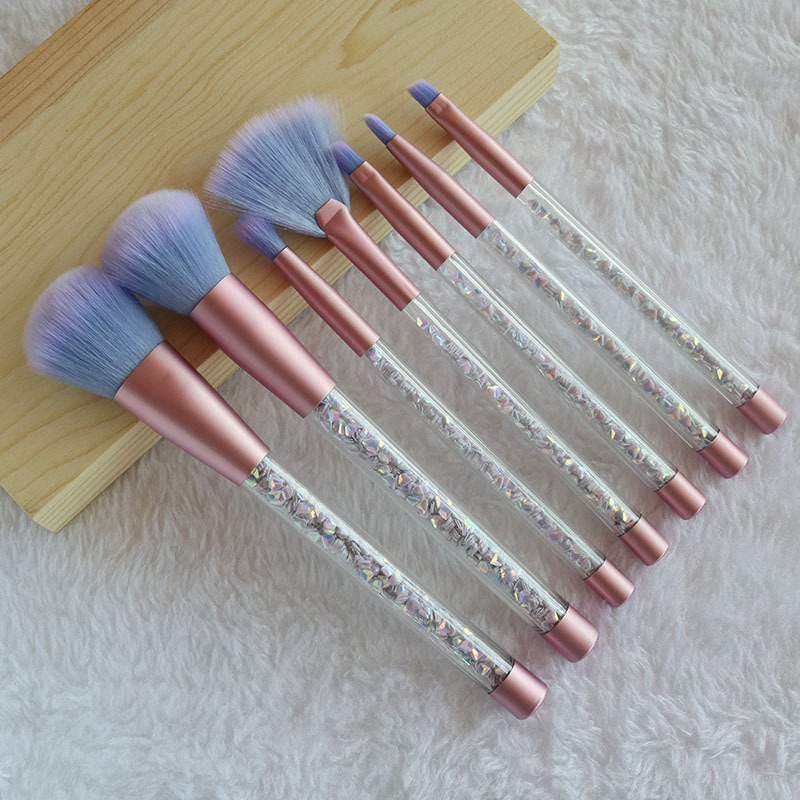 Brand New Makeup Brushes set 7pcs brush tools liquid quicksand handle / crystal diamond handle brushes for eyeshadow blush foundation DHL-image-426360130