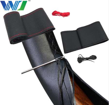 

WJ 37/38CM Car Steering Cover DIY Steering Wheel Covers Soft Leather Braid Design With Needle and Thread Interior Kits
