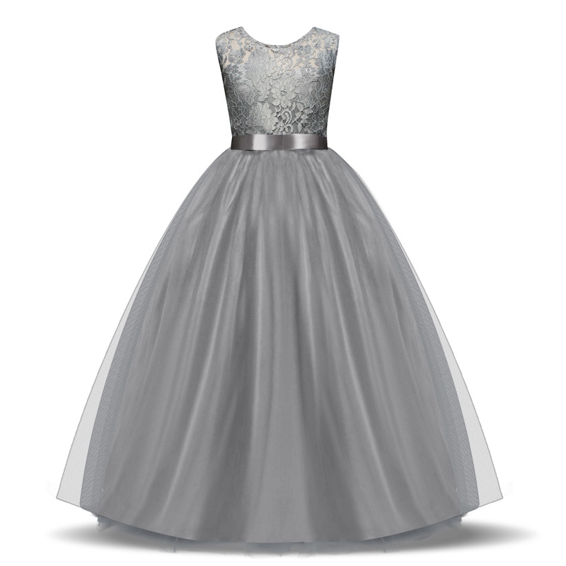 

Wholesale Scoop Lace Flower Girls' Dresses Floor Length Girls Pageant Dresses Sleeveless Girl Communion Dress 2018, Light yellow