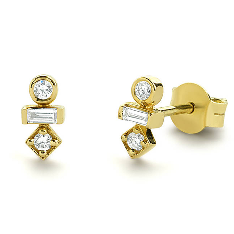 14K Solide Or Jaune Fleur Forme Goujon Boucles D/'Oreilles Avec Lab Diamant /& Améthyste//8 mm