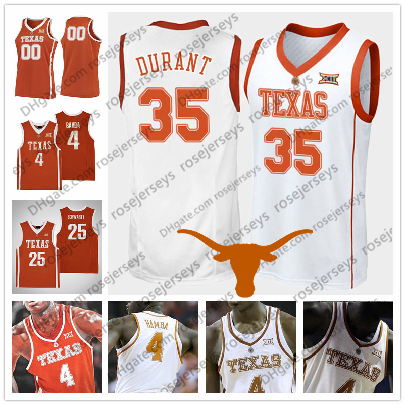 

NCAA Texas Longhorns #35 Durant 23 Aldridge 13 Thompson 0 Bradley 2 Tucker Kevin LaMarcus Tristan Avery PJ Retro Vintage orange white Jersey