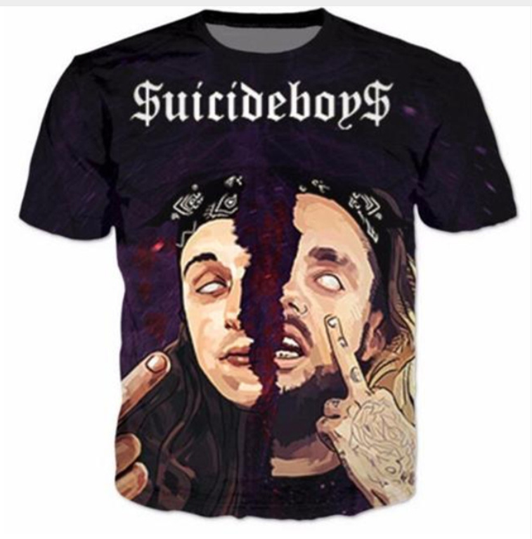 2018 Nouvelle Mode Femmes / Hommes D'été Uicideboy Bête Drôle 3D Imprimer Occasionnel À Manches Courtes T-shirts TX96