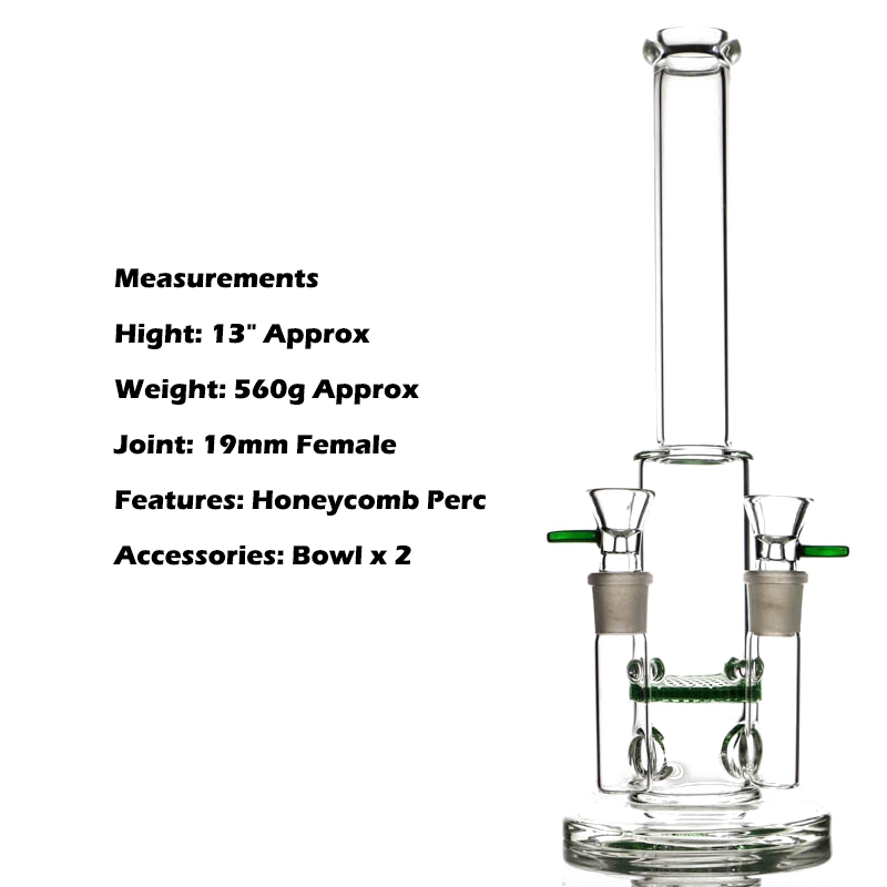 

Twin joints Hookah bongs green honeycomb percolator double joint glass water bong