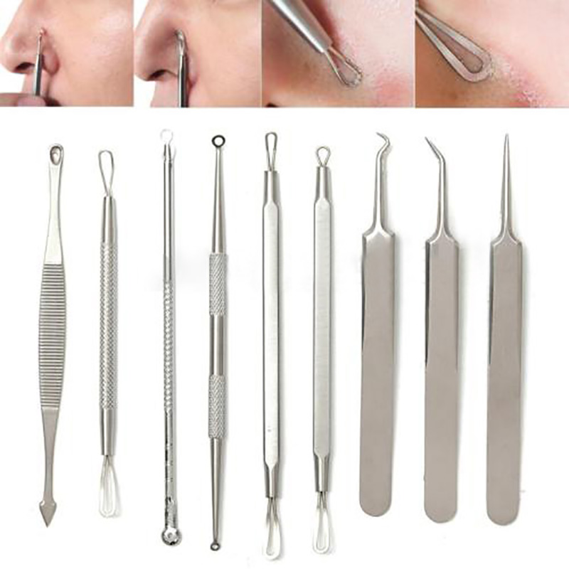 9pcs/Set Blackhead Remover Needles Pro Acne Facial Blackhead Removal Needle Tools Skin Care Tool Kit