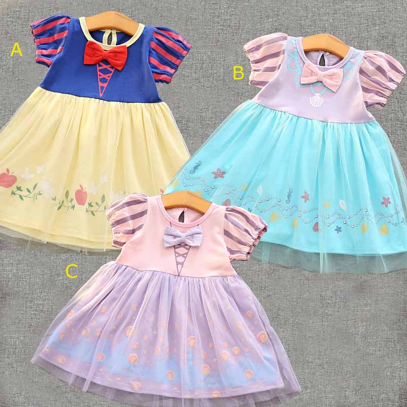 

2018 High Quality Princess dress Summer girl Cosplay White Snow Princess dress girl birthday Party dress 3 colors, Mix each style for your order