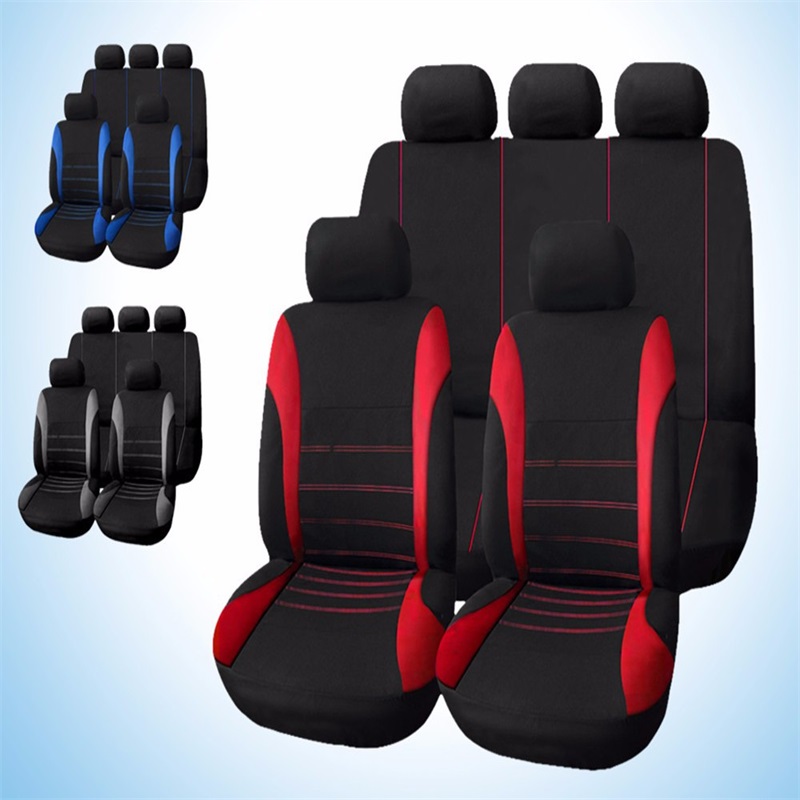 Four Seasons Universal Craft Fabric Cushion 9Pcs // Set Funda para asiento de autom/óvil Universal para 5 asientos Rose Red,Verde