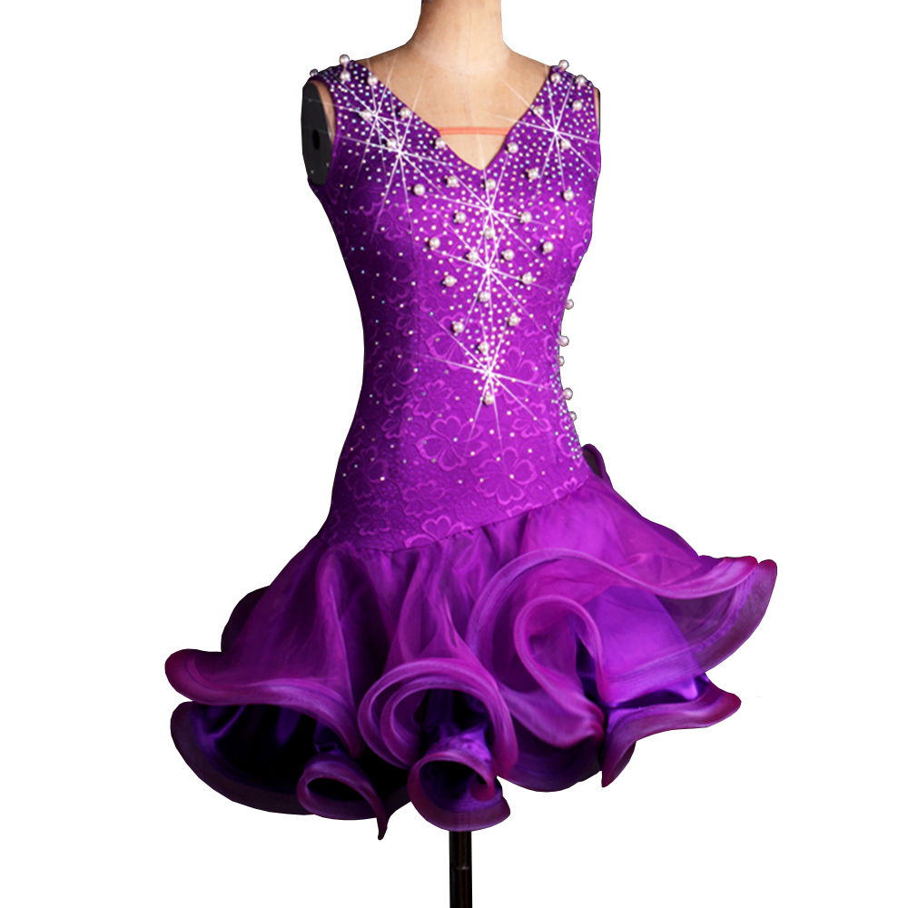 Customized Fringed Dress Latin Dance Dress Women Girls Tango Dress D0175 Salsa 3 Colors Choices Sleeveless Rhinestones Pearl Beads-image-404888855
