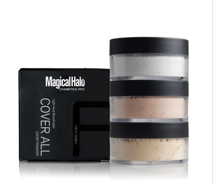 

Magical Halo Lasting Foundation Loose Powder Waterproof Matte Setting Powder with Puff Concealer Light Banana Powder Mineral Makeup, Mixed color