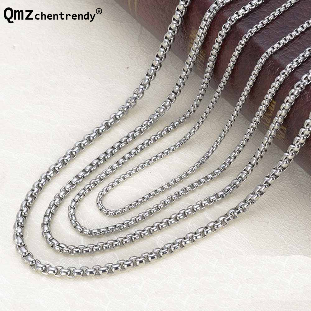 

2MM 50CM Wholesale High quality Mens Stainless Steel Boxing Chain Necklace Rapper Chunky Box Lin Boys Jewelry DIY accessory