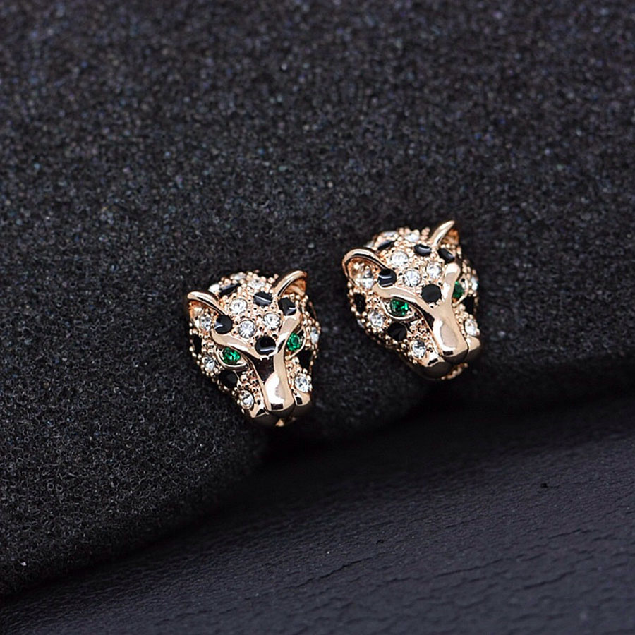 

top quality fashion leopard head design jewelry no pierced earrings clip on for women animal accessories bijoux gift