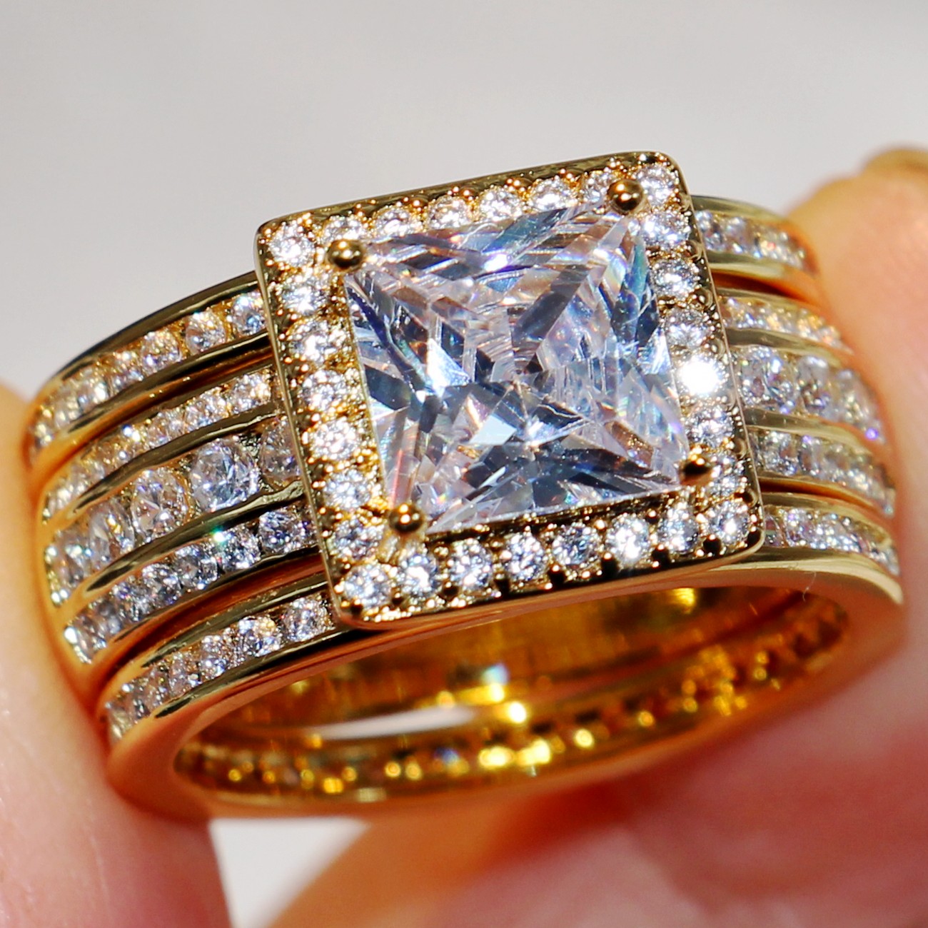 Download Wholesale Gold Diamond Wedding Band Sets Buy Cheap In Bulk From China Suppliers With Coupon Dhgate Com