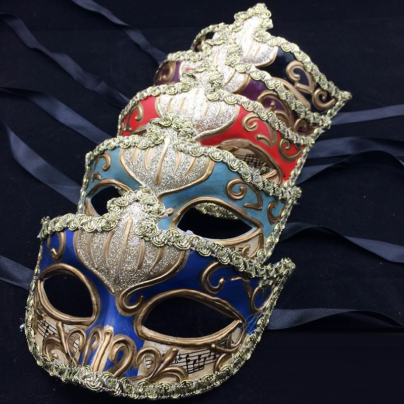 

Womens Mens Half Face Mask Halloween Masquerade Masks Venetian Dance Party Mask Mardi Gras Venetian Halloween Prom Dancing Party Masks