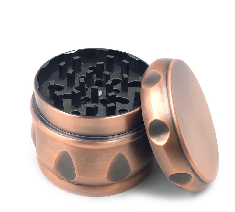 

Bronze drum drum smoked zinc alloy four layer grinder three color 63MM cigarette cutter