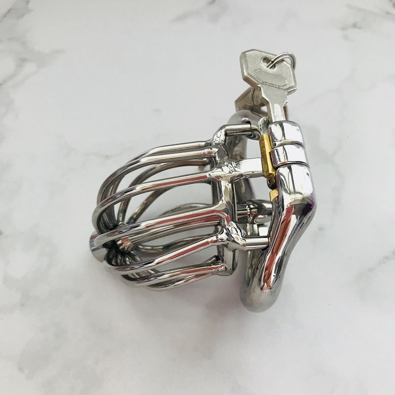 

New 60mm metal cock cage hinged curve base ring stainless steel male chastity cage chastity devices for men
