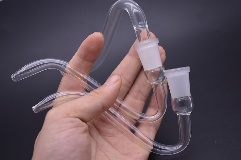 

Glass J Hook Adapter Water Bongs Ash Catcher DIY Accessories 14mm 18mm Female male Thick Pyrex Glass Straw Curve Pipes