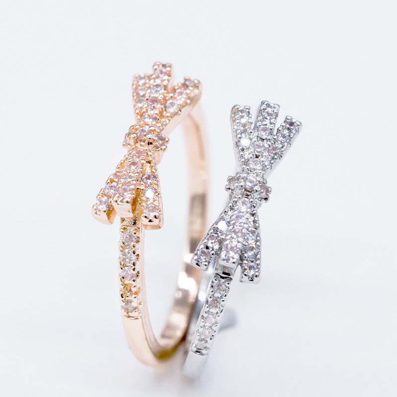 

Best Sellers Fashion Literature Diamond Bow Ring Concise Small Bar Ring Ring Student Jewelry Product