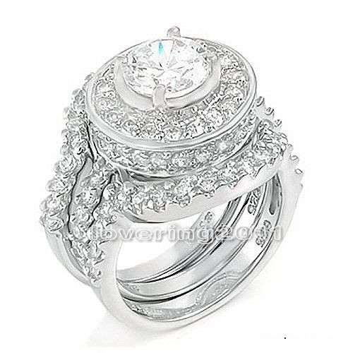 

choucong Vintage Women 6mm Stone Diamond 10KT White Gold Filled 3-in-1 Engagement Wedding Ring Set Sz 5-11 Gift