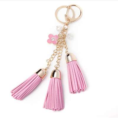 

Hot Charm Chic Women PU Leather Long Tassel Flower KeyChain Keyring Bag Purse Phone Pendant Gift