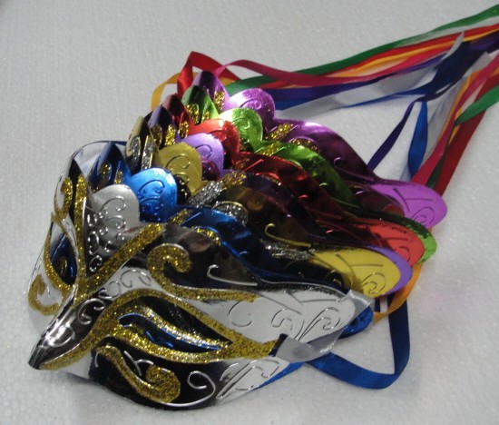 

Holiday promotion wholesale! fashion gold shining plated party wedding props masquerade mardi gras mask mix color 200pcs