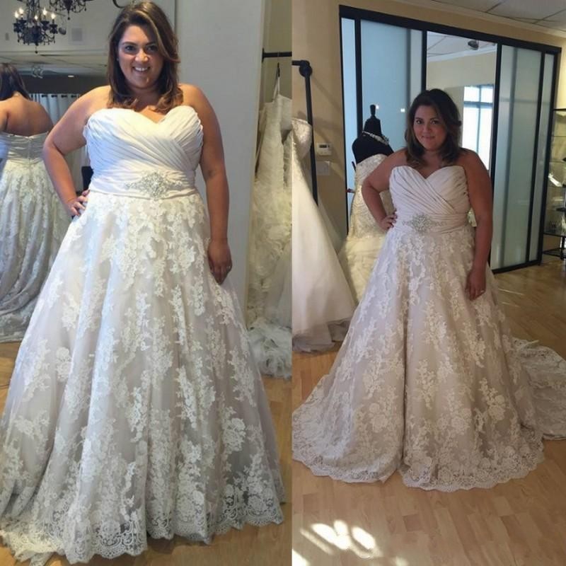 

Plus Size Wedding Dresses 2019 Sweetheart Vestido De Noiva A Line Lace Wedding Dress for Fat Women Custom Made Vintage Wedding Dresses, Red