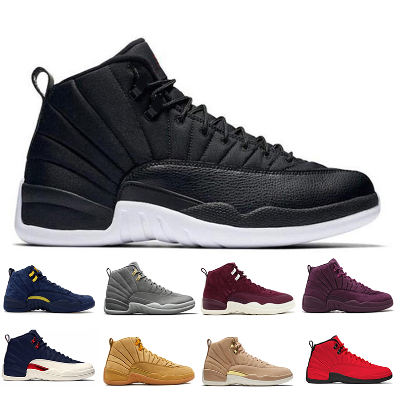 New 12 12s mens basketball shoes Wheat Dark Grey Bordeaux Flu Game The Master Taxi Playoffs French Blue Barons PSNY Purple Sports sneakers