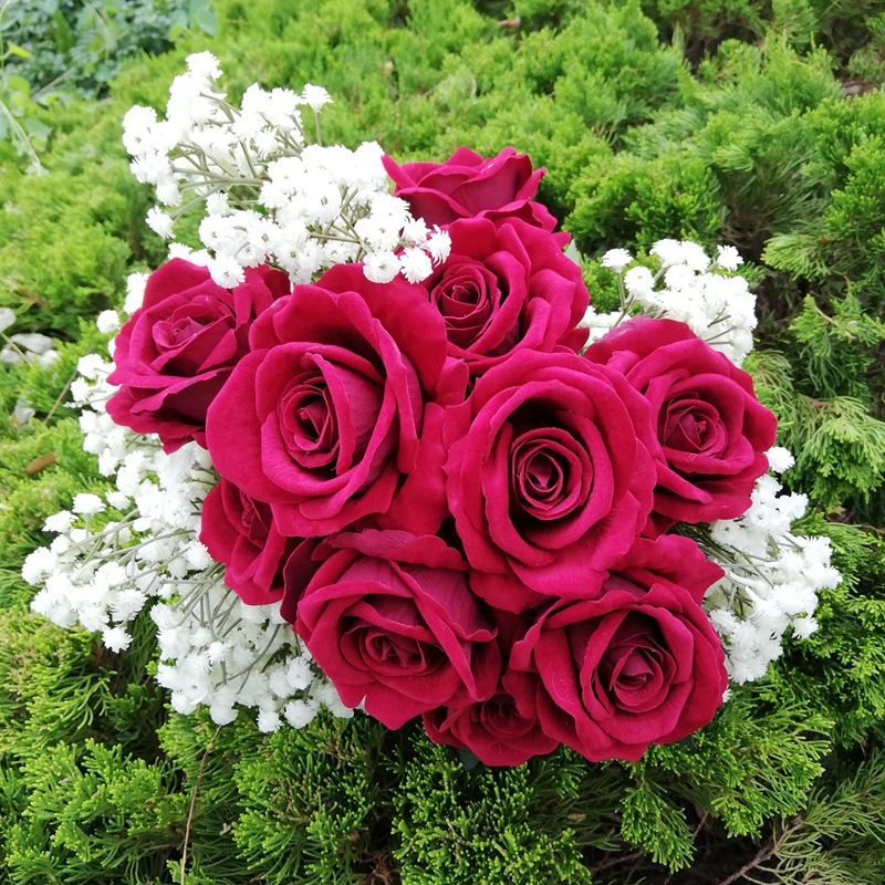 

LIN MAN New 8cm artificial flowers flannel roses flower head decoration decoration wedding Rose Bouquet 10pcs, As pic