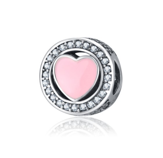 

Fits Pandora Bracelets 30pc Heart Round Crystal Silver Charms Bead Charm Beads For Wholesale Diy European Sterling Necklace Jewelry