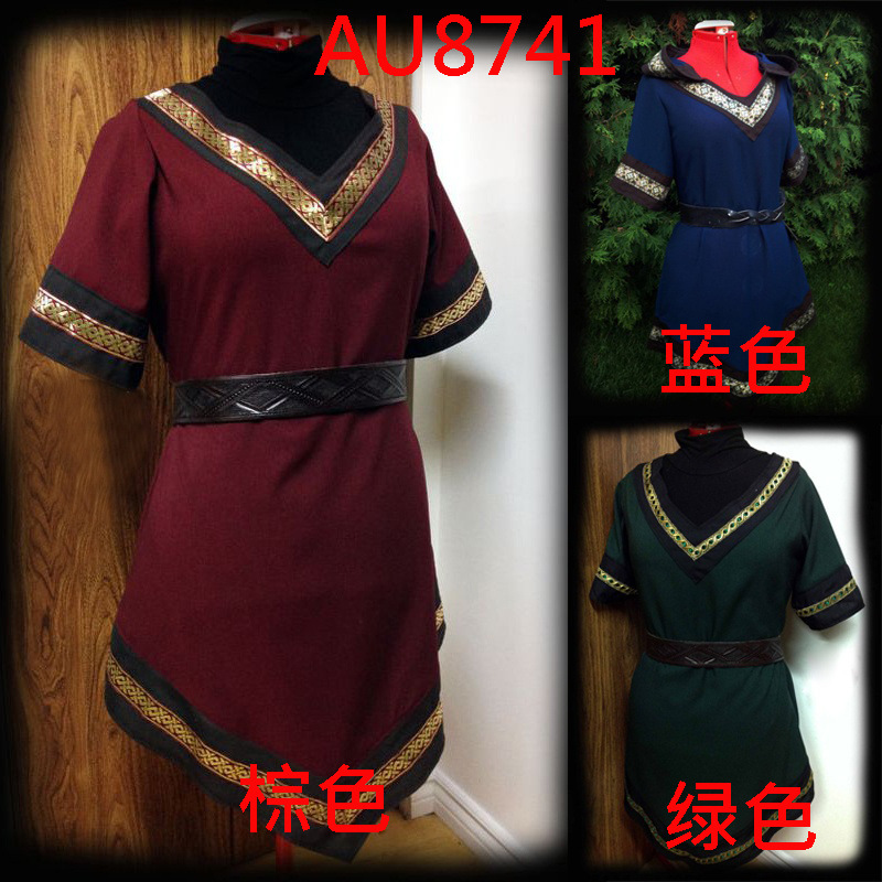 

Women' T-Shirt Medieval Renaissance Nobleman Tunic Viking Saxon LARP SCA Chevalier Knight Cosplay Costume Shirt Women Tops, Brown