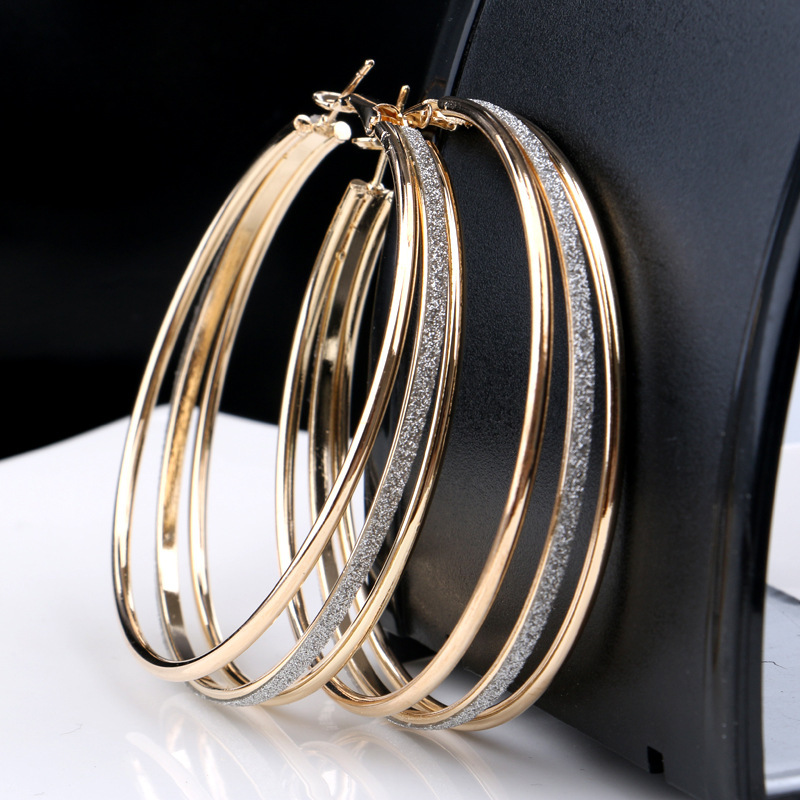 

Luxury Multilayer big hoop earrings women Trendy Matte Round Large Size Earrings For Girl female Fashion Ear Jewelry