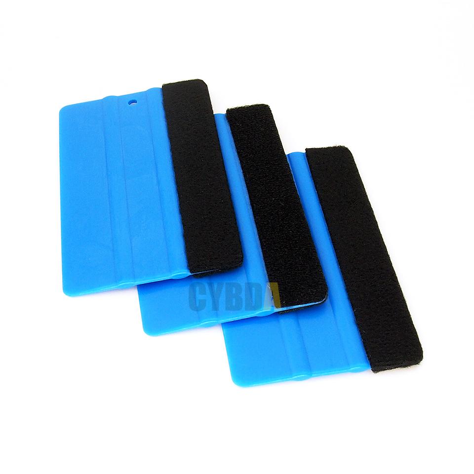 Outils d'emballage de Film vinyle pour voiture, raclette de grattoir bleue avec bord en feutre, taille 12.5cm x 8cm, accessoires autocollants de