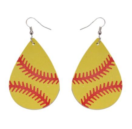 

Baseball Leather Earrings for Sport Lover Lightweight Faux Leather Teardrop Earrings Handmade Unique Ball Leather Earrings for Women