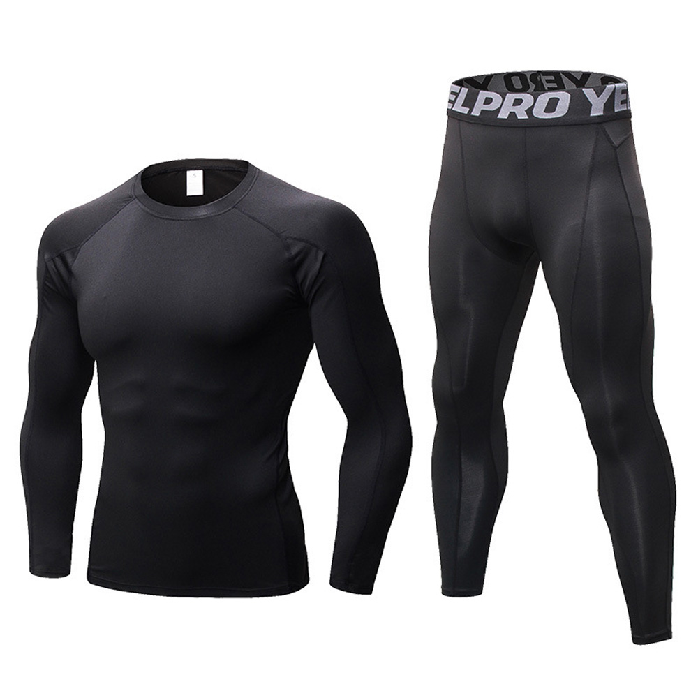

2018 Newst Autumn Winter Men's Compression Set Long Shirts and Pants Gym Workout Tight Sportwear 2PCS/Set, Burgundy