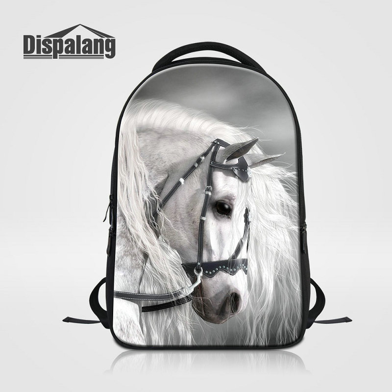 

rendy School Bags For Teenage Girls Boys Cute White Horse Laptop Backpacks Animal Rucksack Women Mens Casual Daily Bagpacks Bookbags Rugzak, As the picture show