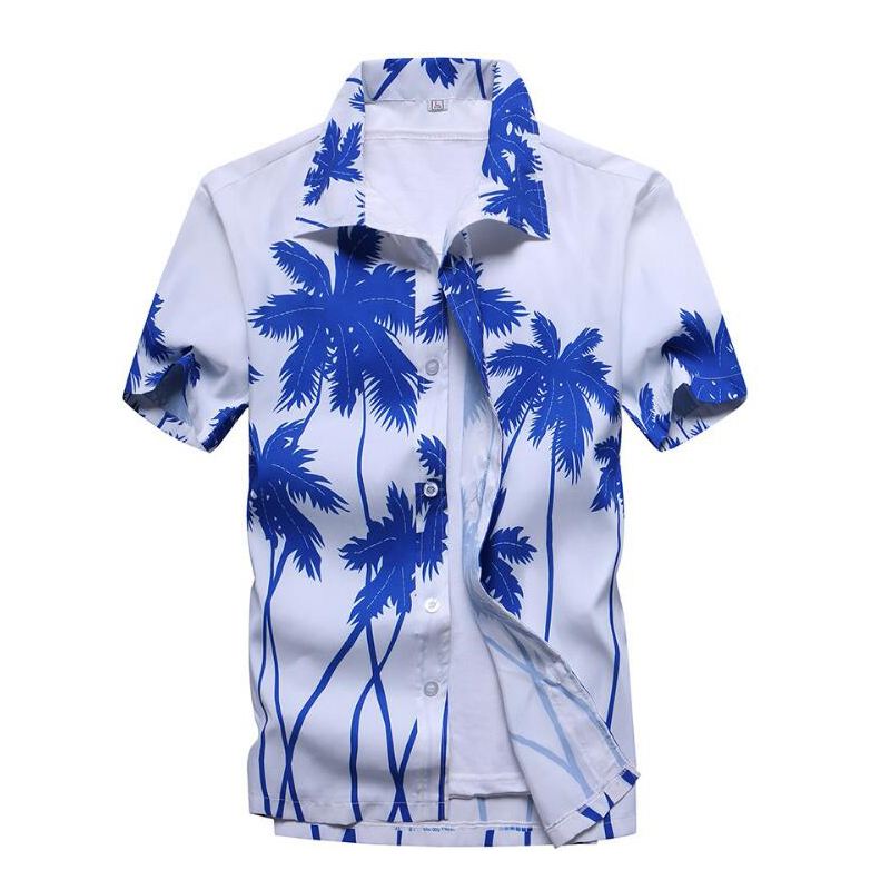 

Ahkuci Mens Hawaiian Shirt 2017 Summer New Casual Camisa Masculina Floral Printed Short Sleeve Male Beach Shirts Plus Size