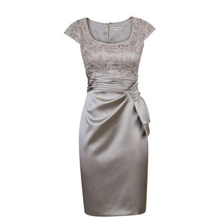 

Hot Selling Square Knee Legnth Cap Sleeves Mother of the Bride Dresses with Lace Mother of the Groom Gowns, Black