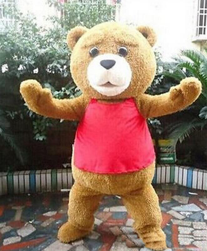 

2018 High quality Teddy Bear of TED Adult Size Halloween Cartoon Mascot Costume Chrismas Fancy Dress, Brown