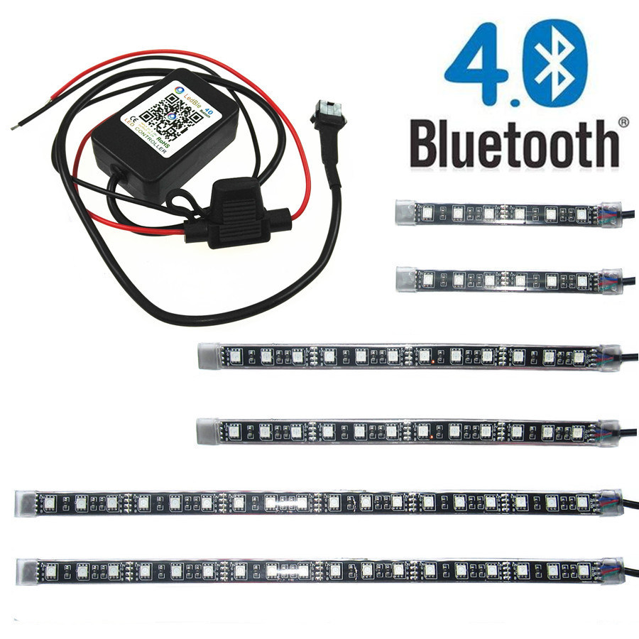 

Bluetooth APP Control 6pcs Multi Color 5050 SMD RGB LED Tube Strip Motorcycle ATV Lighting Kits