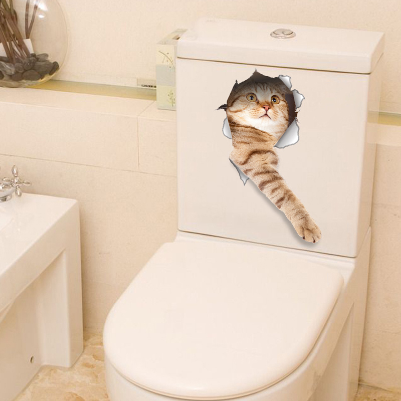 Wc autocollant vue vue chats vifs autocollants muraux pour enfants