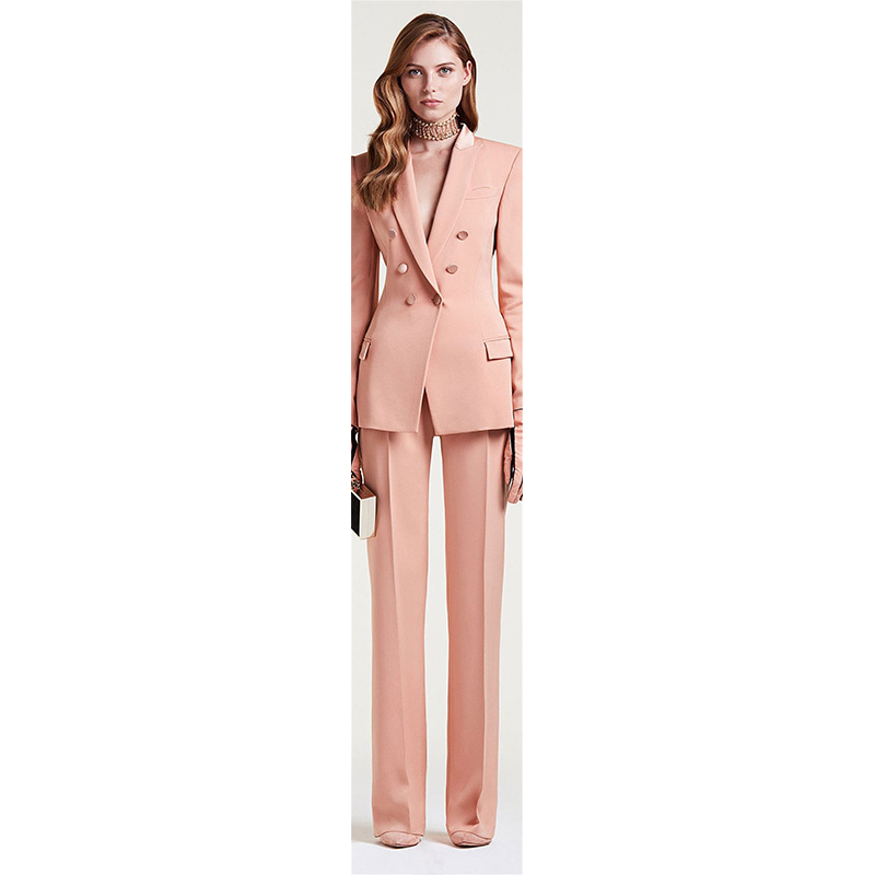 

Fashion high-quality new ladies suit red lapel double-breasted business office ladies suits (jacket + pants) custom made