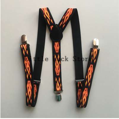 

Fashion Adult Print Mens/Womens Unisex Mens Suspenders Flame Pattern Clip-on Braces Elastic Adjustable Suspender Party CRBD008